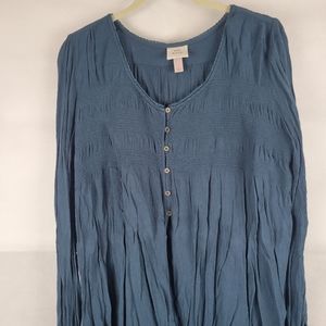 Knox Rose dark Teal button up peasant to large